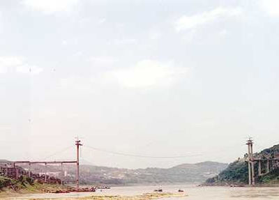 Bridge Under Construction Across the Yangtze